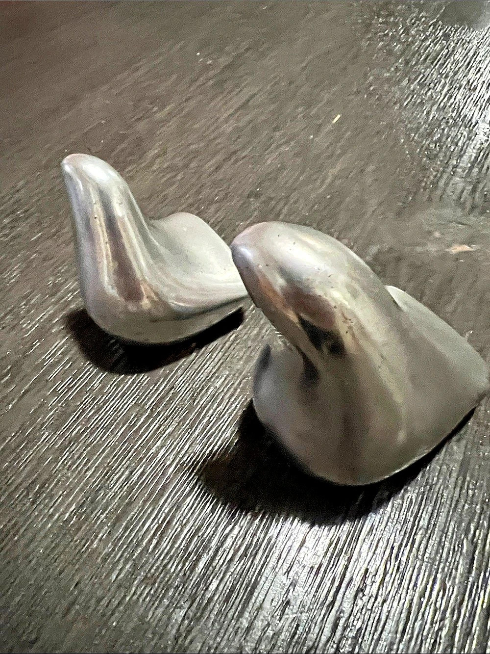 Hoselton Canada Aluminum Bird Sculptures Set of 2 Signed MCM Modernist Dove Pair